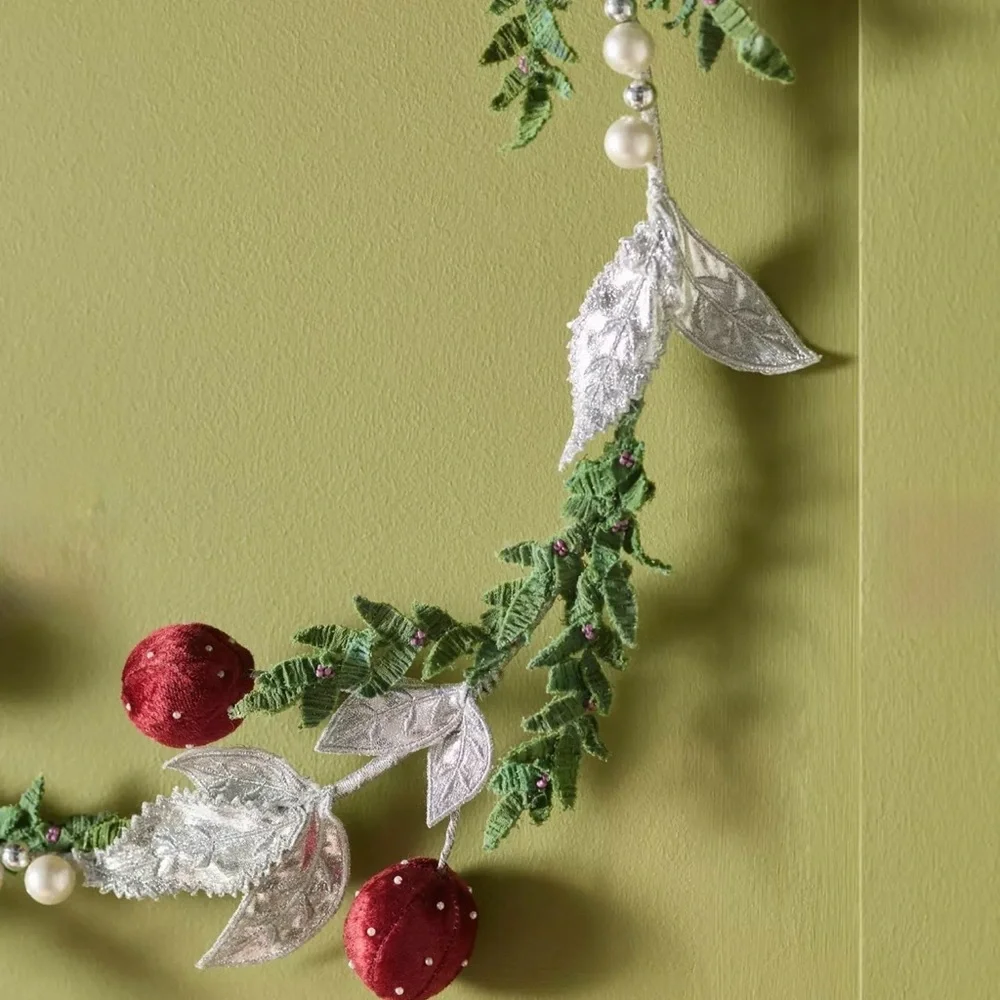 NEW Anthropologie Pearled Cherry Wreath